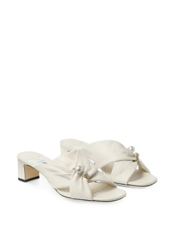Jimmy Choo Rafi 45 Latte Soft Glove Leather Sandals | White | FARFETCH