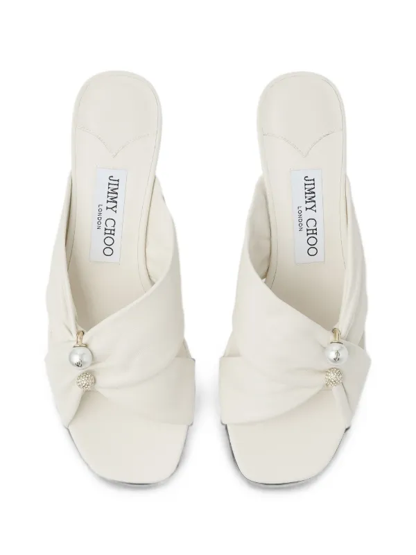 Jimmy Choo Rafi 45 パールトリム レザーミュール | ホワイト