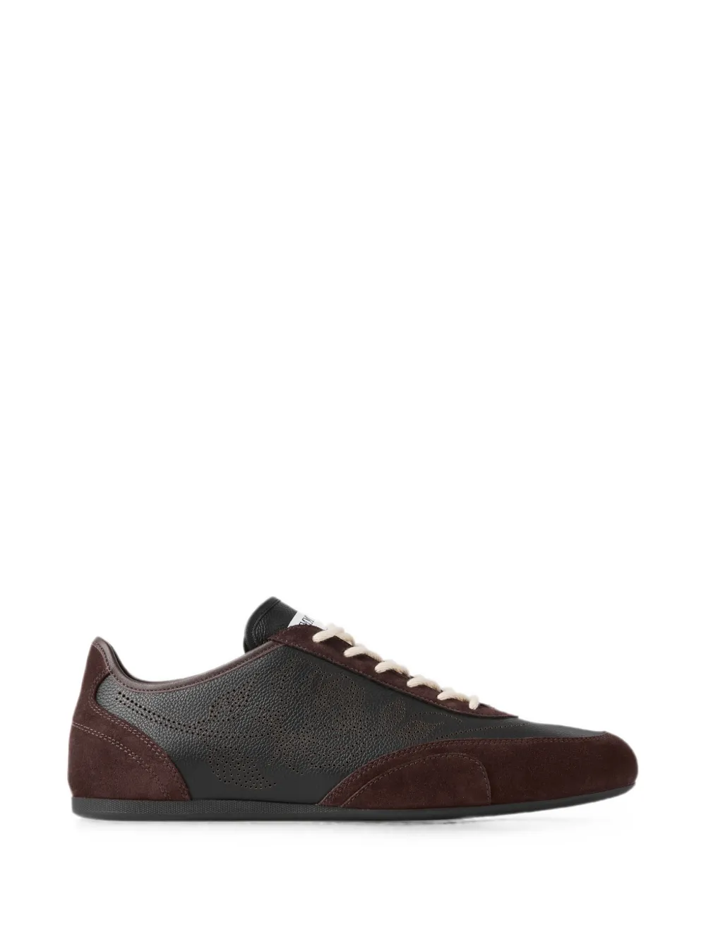 Jimmy Choo Sunny M black and chocolate leather-mix and perforated-leather low-top trainers - Nero