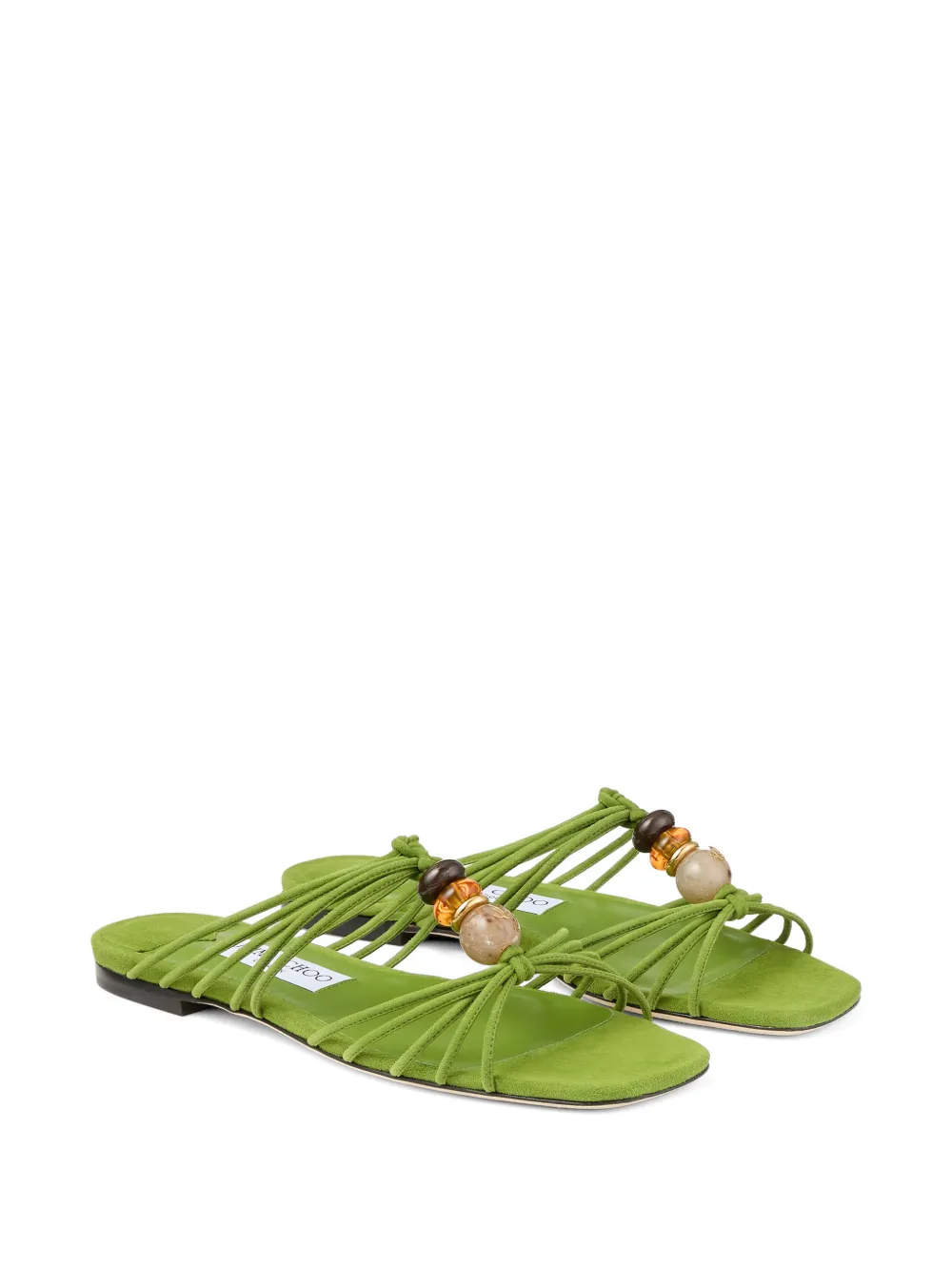 Jimmy Choo Lova Flat bead-embellished mules Groen
