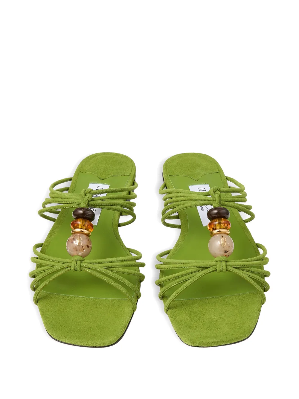 Jimmy Choo Lova Flat bead-embellished mules Groen