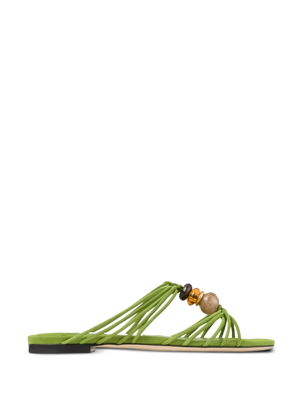 Jimmy Choo Lova Flat bead-embellished mules Groen