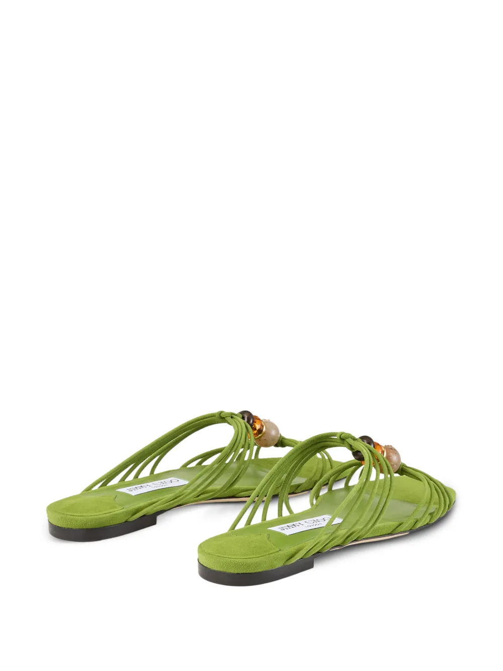 Jimmy Choo Lova Flat bead-embellished mules Groen