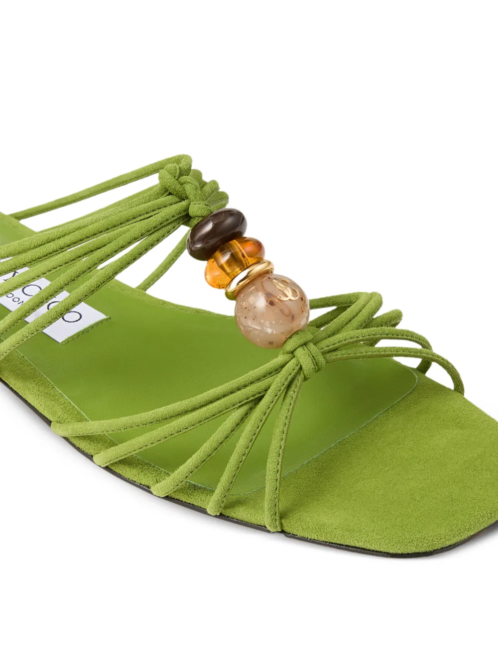 Jimmy Choo Lova Flat bead-embellished mules Groen