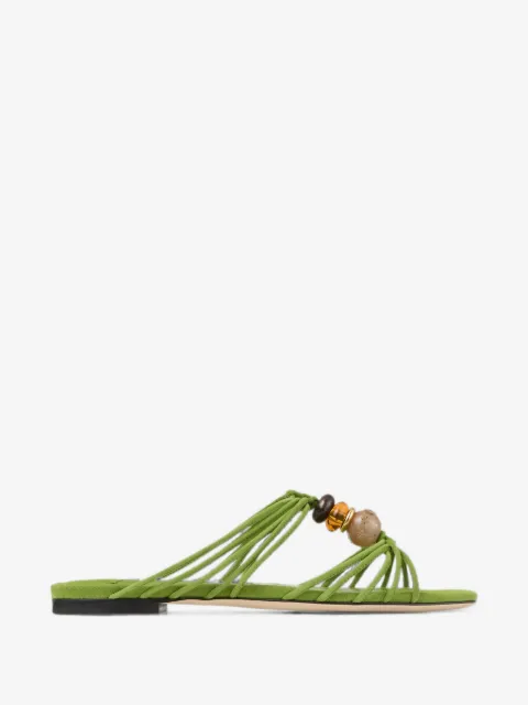 Jimmy Choo Lova mule flat clover mix suede flats with beads