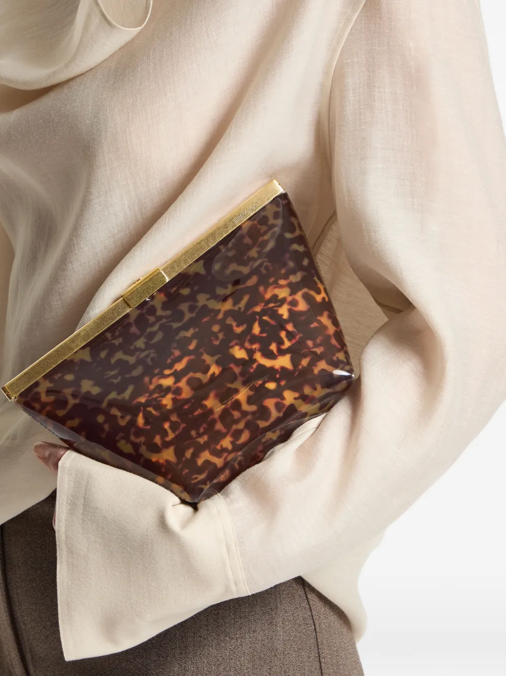 Jimmy Choo Ganache clutch met schildpadschild-design Bruin