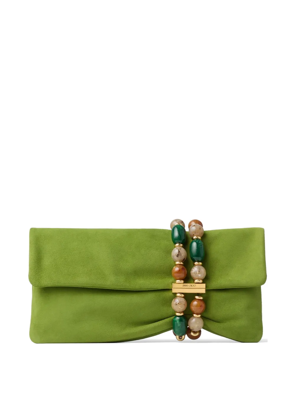 Jimmy Choo Zandra bead-embellished clutch bag - Verde