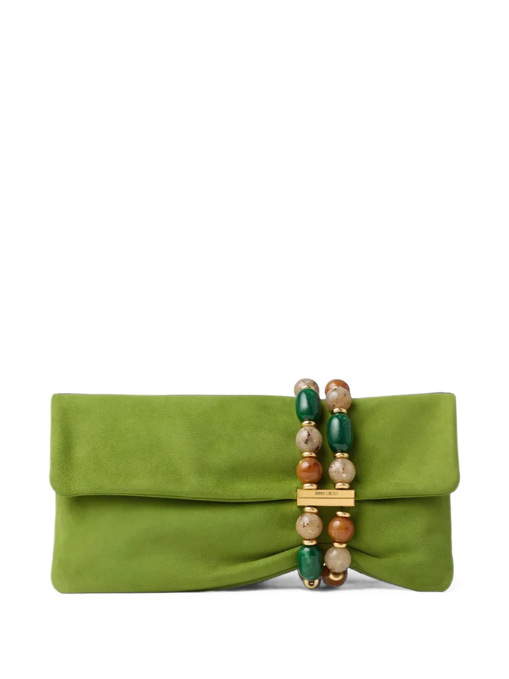Jimmy Choo Zandra bead-embellished clutch bag - Verde