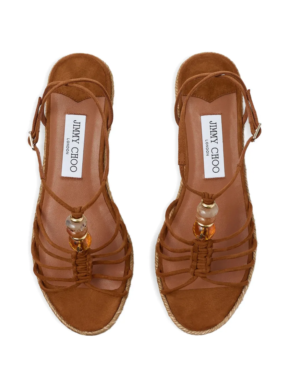 Jimmy Choo 55mm Lemi bead-embellished wedge sandals Bruin