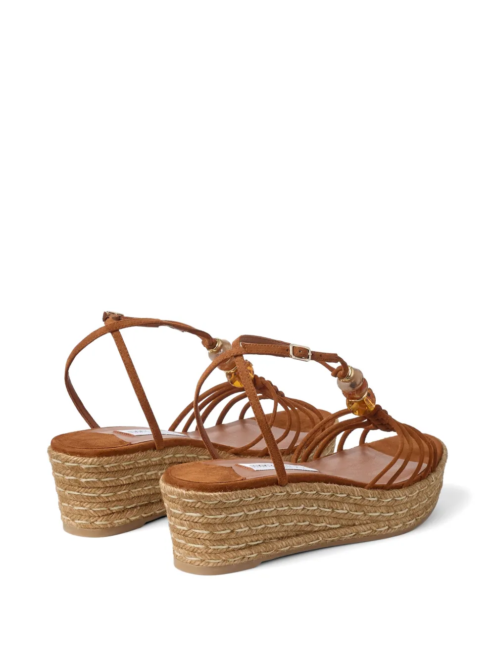 Jimmy Choo 55mm Lemi bead-embellished wedge sandals Bruin
