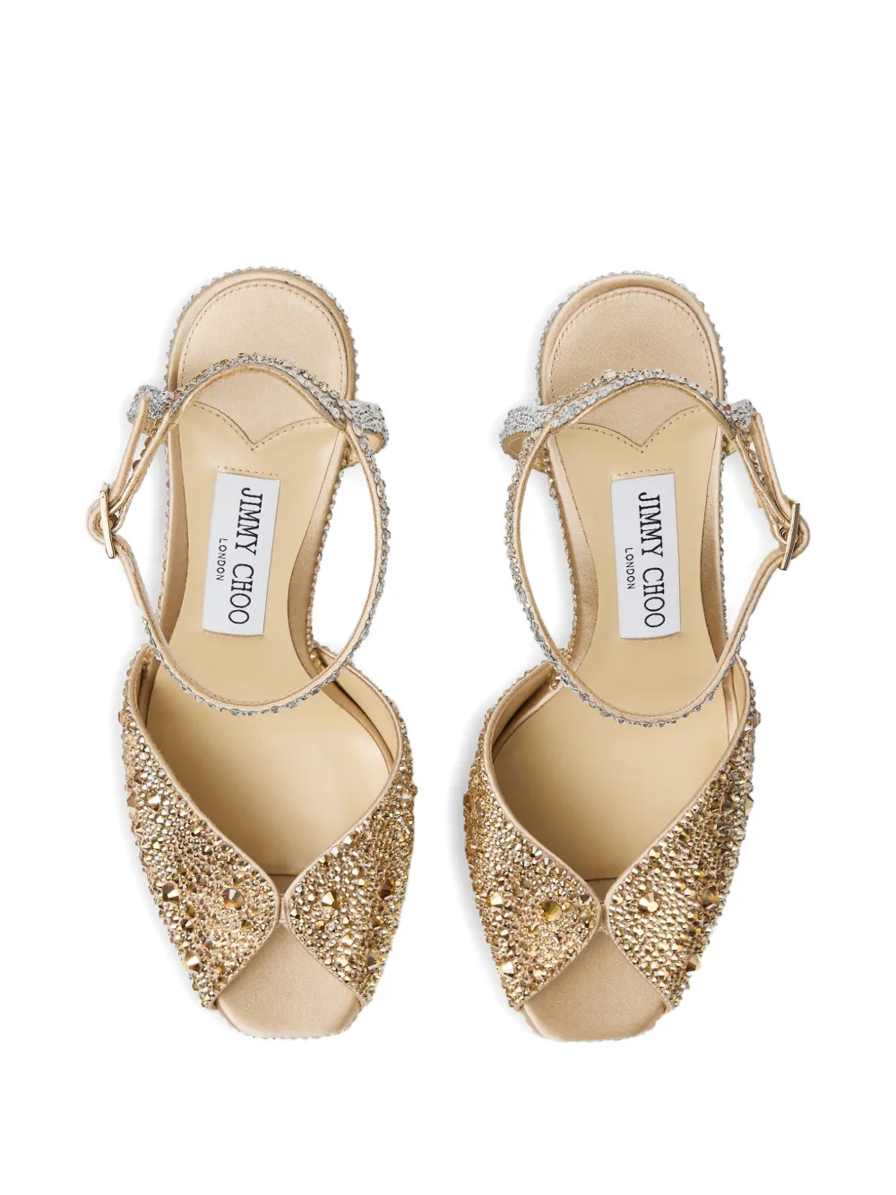 Jimmy Choo Sacaria 120 sandalen met plateauzool en kristallen Goud