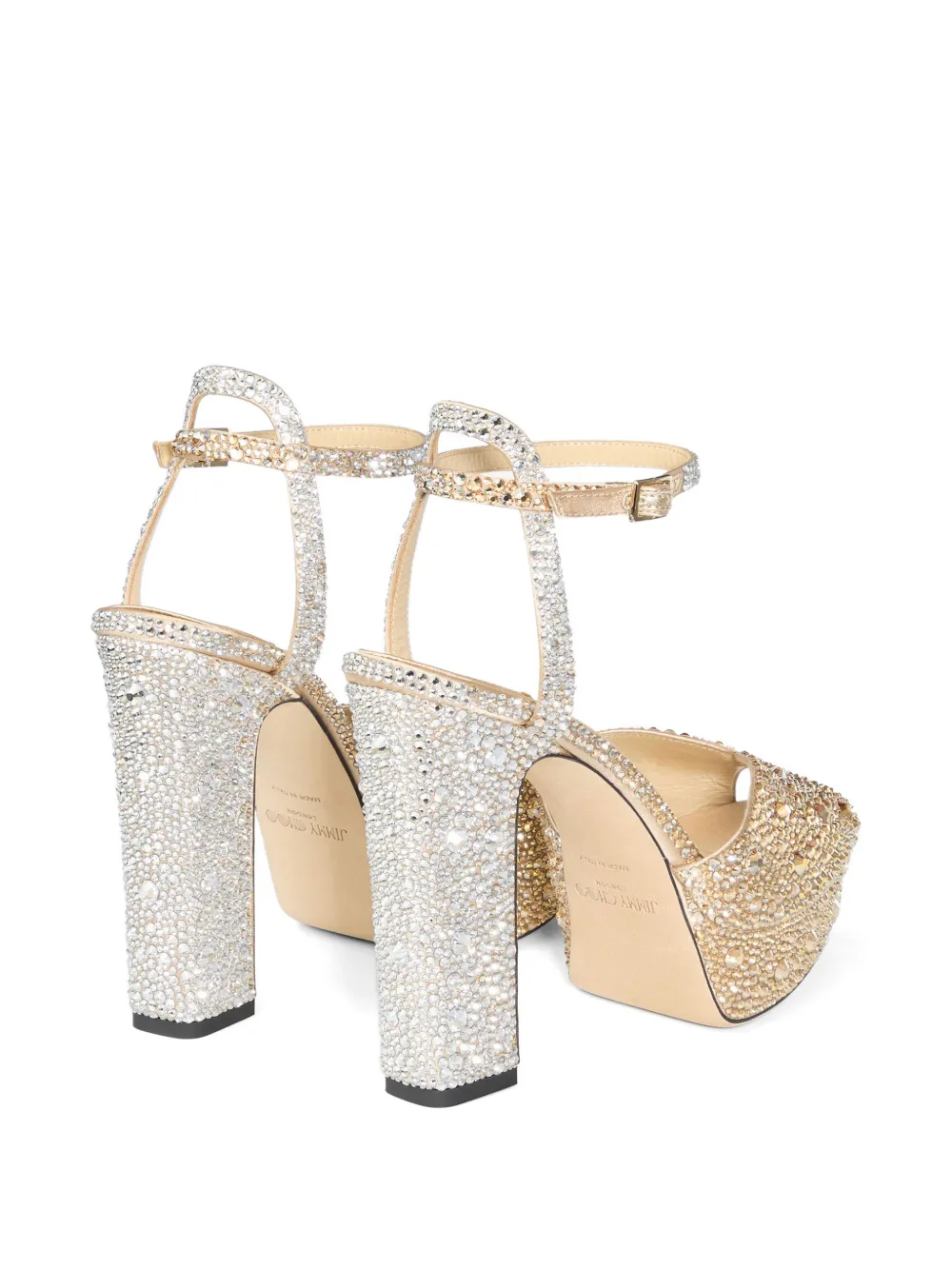 Jimmy Choo Sacaria 120 sandalen met plateauzool en kristallen Goud