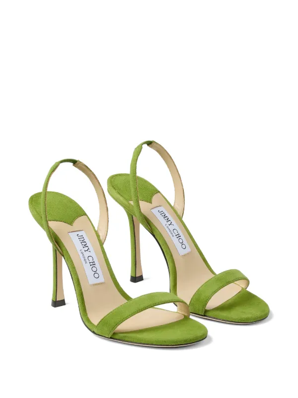 Jimmy Choo Jenn 100 Clover Suede Sandals | Green | FARFETCH