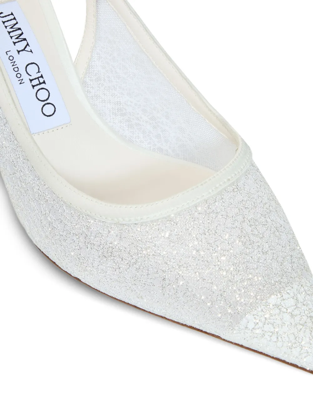 Jimmy Choo Love 65 slingback pumps met puntige neus en glitters Wit