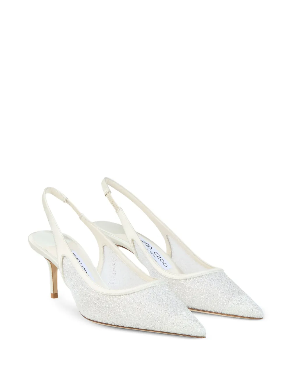 Jimmy Choo Love 65 slingback pumps met puntige neus en glitters Wit