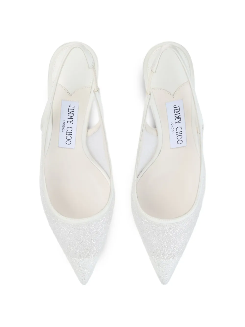 Jimmy Choo Love 65 slingback pumps met puntige neus en glitters Wit