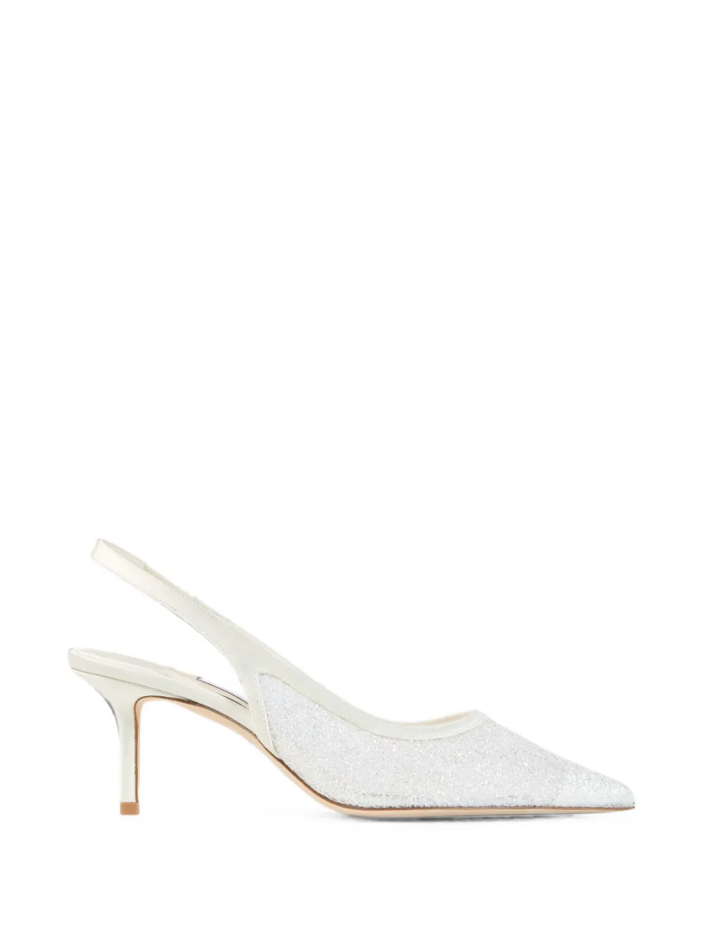 Jimmy Choo Love 65 slingback pumps met puntige neus en glitters Wit