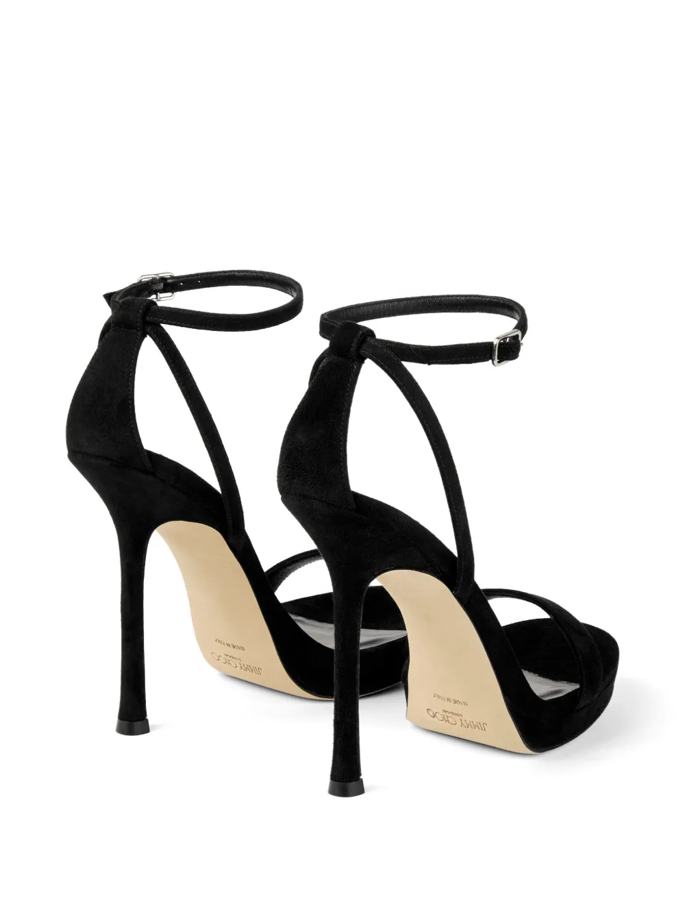 Jimmy Choo Moza 120 sandalen met enkelbandjes en plateauzool Zwart
