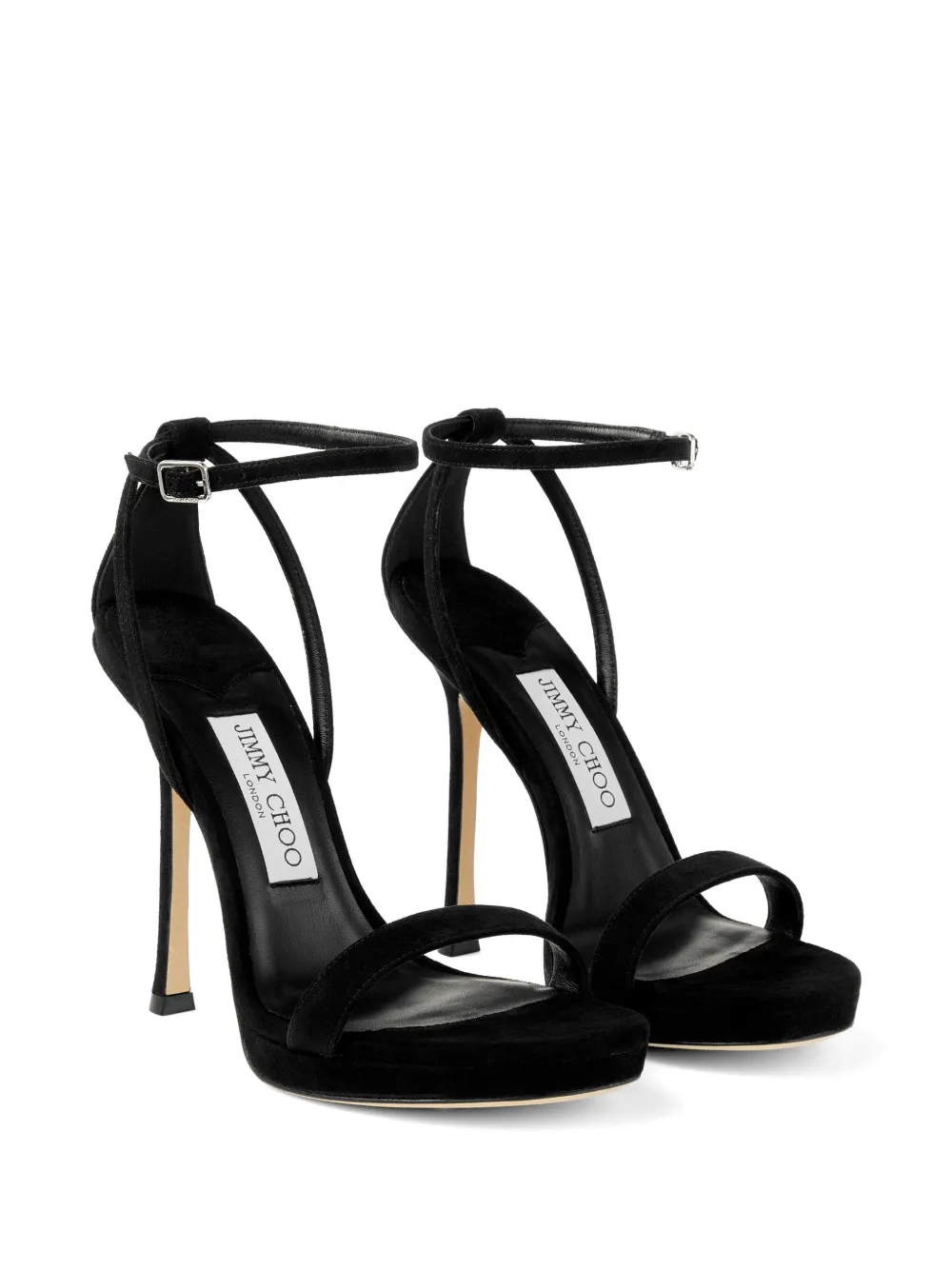 Jimmy Choo Moza 120 sandalen met enkelbandjes en plateauzool Zwart