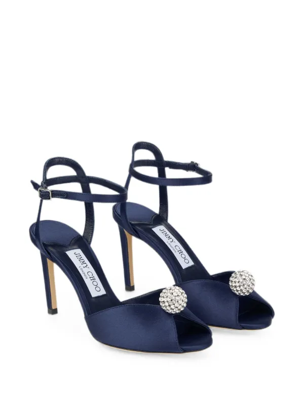 Jimmy Choo crystal-embellished peep-toe Sandals | Blue | FARFETCH
