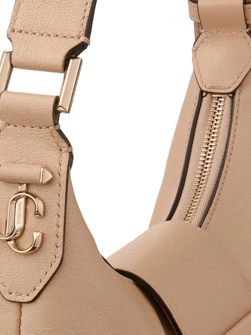 Jimmy Choo Bar kleine leren schoudertas met ketting Beige