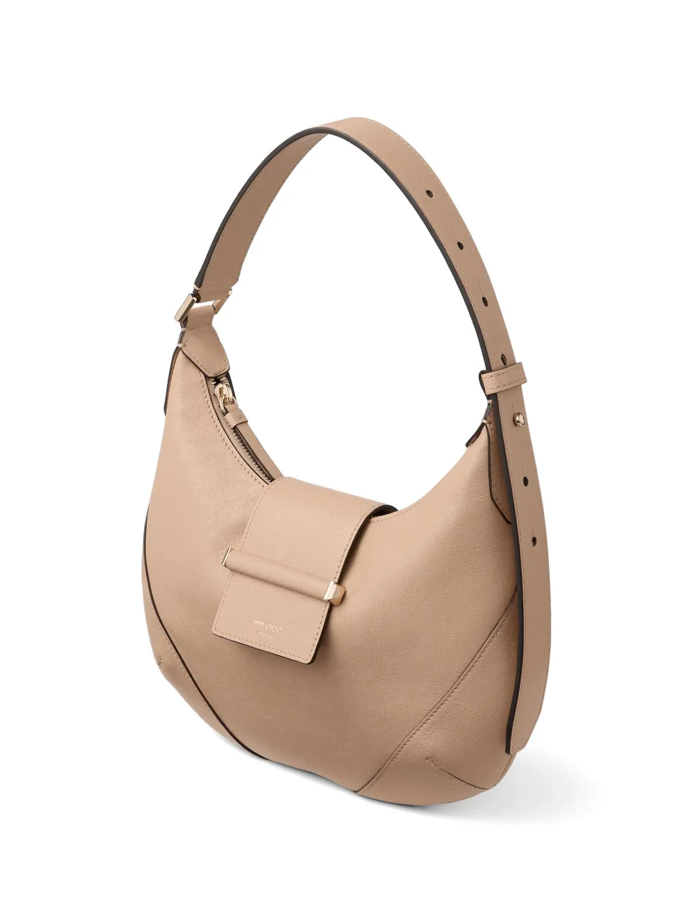 Jimmy Choo Bar kleine leren schoudertas met ketting Beige