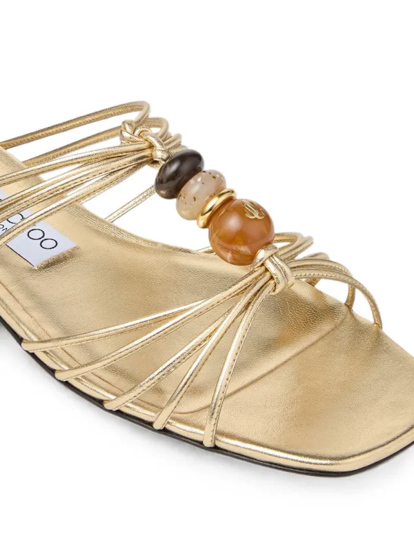 美品✨JIMMY CHOO ゴールド ストラップ サンダル 37.5 Jimmy Choo Lova ビーズトリム サンダル | ゴールドトーン | FARFETCH JP
