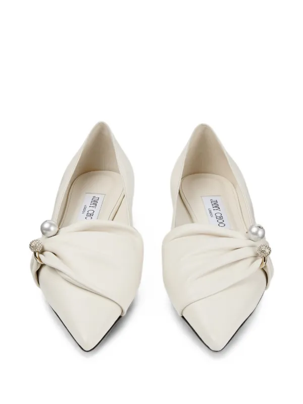 Jimmy Choo Rafi pearl-embellished Ballet Flats | Neutrals | FARFETCH