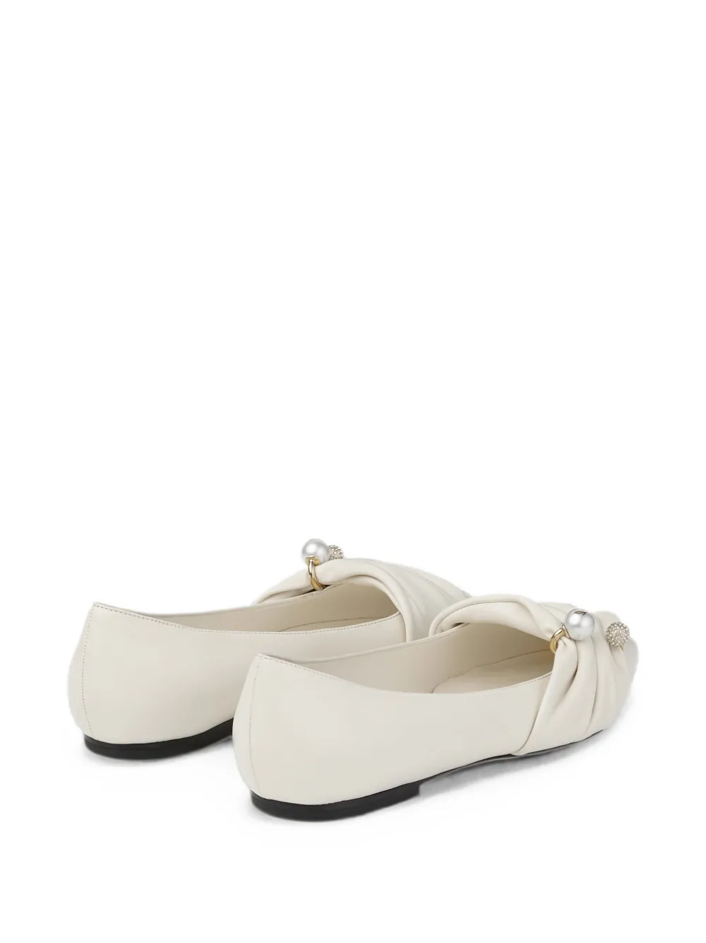 Jimmy Choo Rafi ballerina's verfraaid met parels Beige
