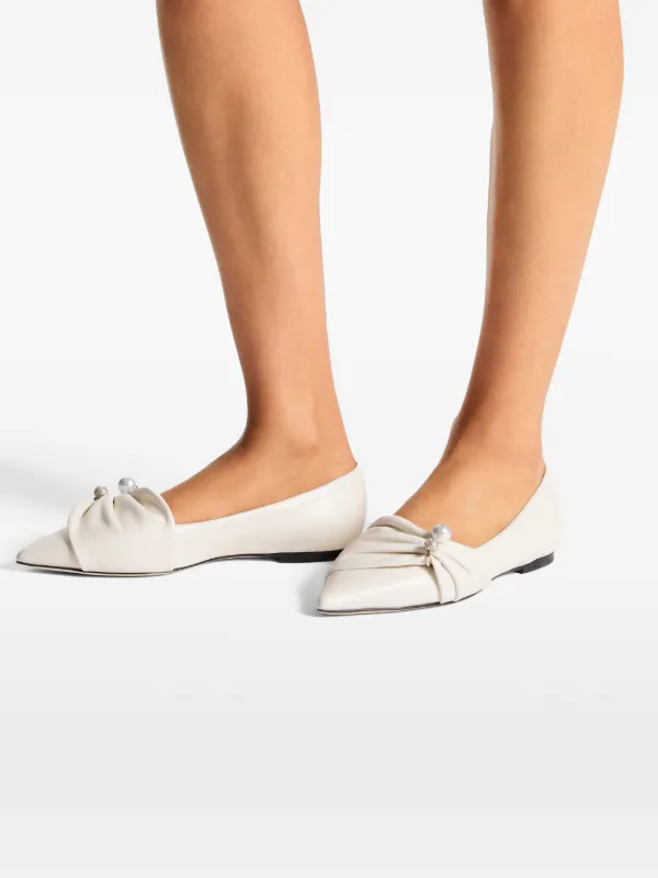 Jimmy Choo Rafi pearl-embellished Ballet Flats | Neutrals | FARFETCH
