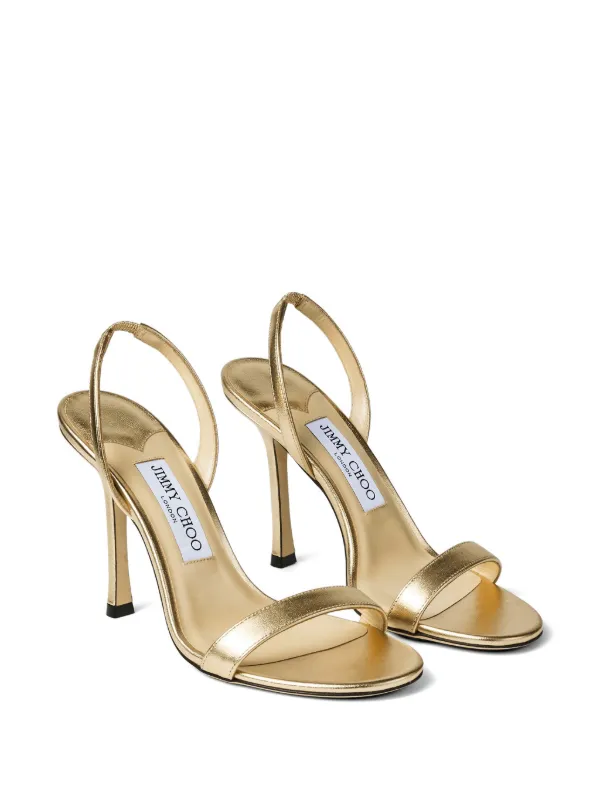 Jimmy Choo Jenn 100 gold-tone Metallic Nappa Leather Sandals