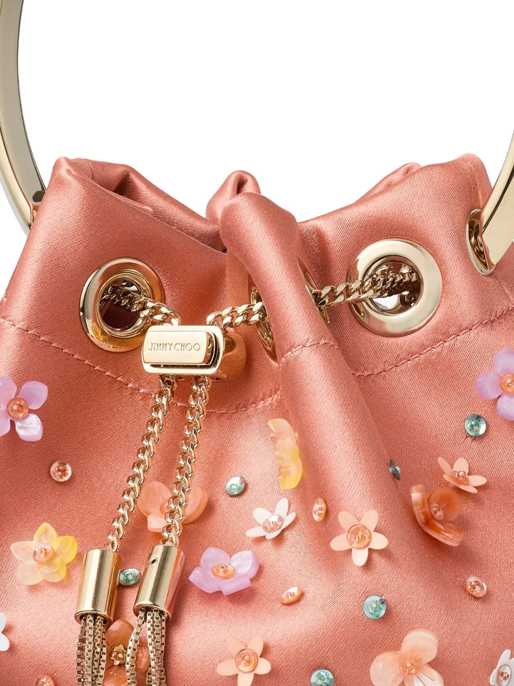 Jimmy Choo Bon bucket-tas verfraaid met bloemen Roze
