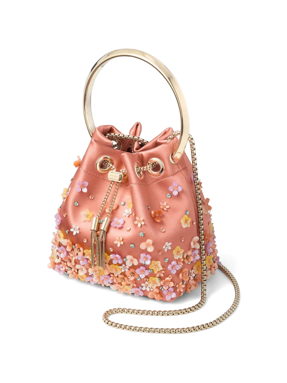 Jimmy Choo Bon bucket-tas verfraaid met bloemen Roze