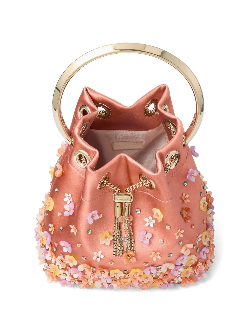 Jimmy Choo Bon bucket-tas verfraaid met bloemen Roze