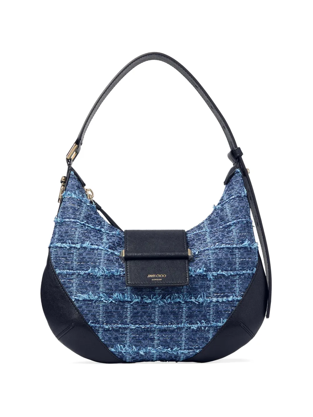 Jimmy Choo small Bar frayed shoulder bag - Blau