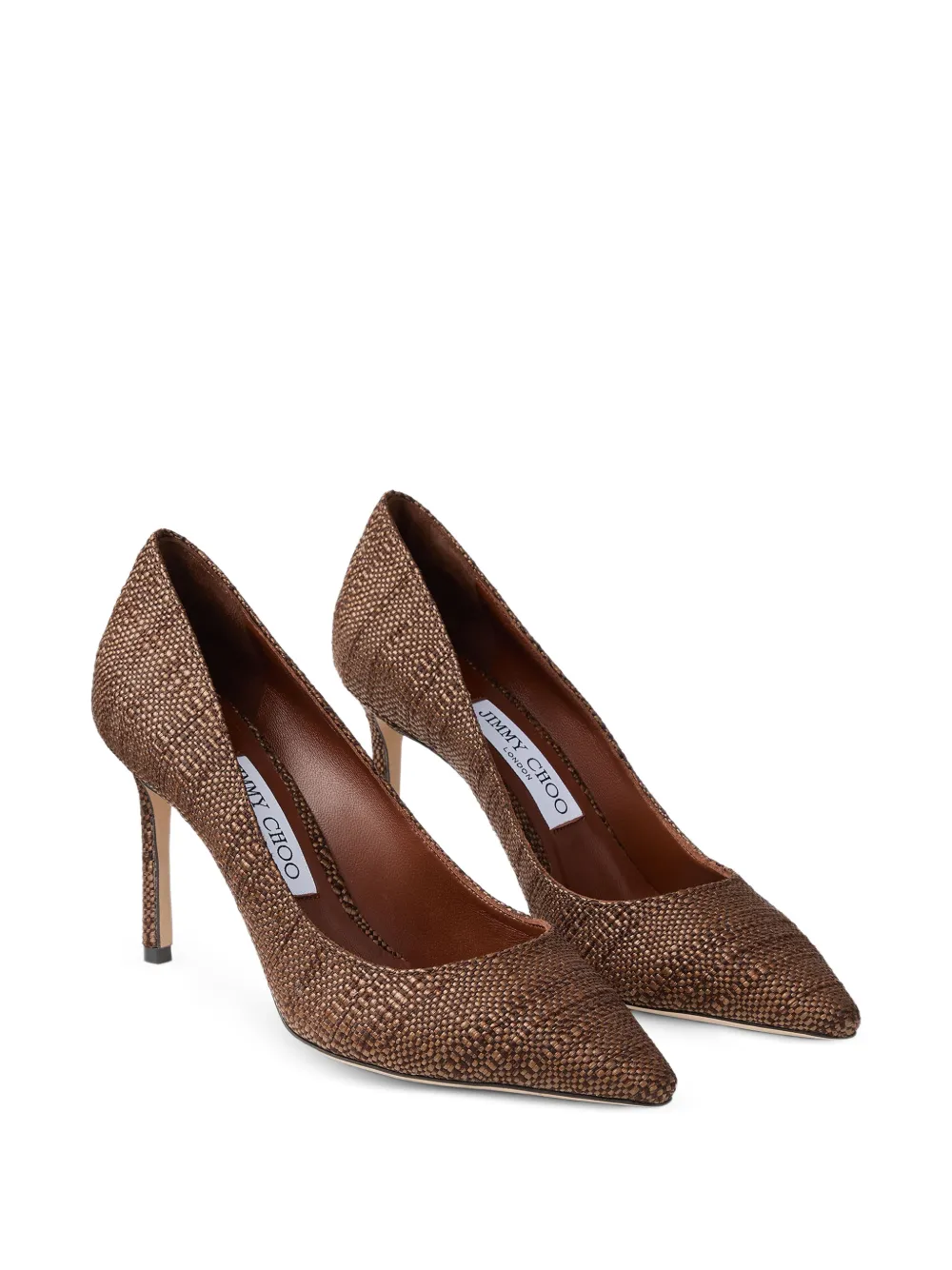 Jimmy Choo Romy 85 geweven pumps met puntige neus Bruin