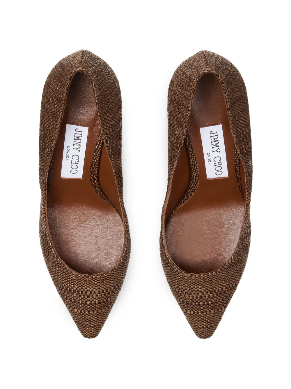 Jimmy Choo Romy 85 geweven pumps met puntige neus Bruin