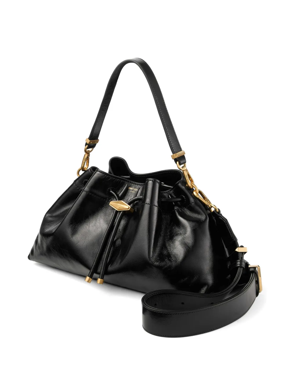 Jimmy Choo Medium Cinch leren schoudertas Zwart
