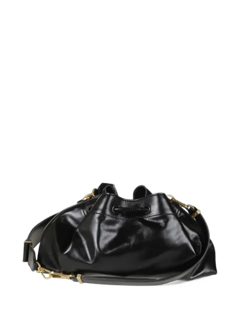 Cinch Medium black soft-shiny-biker leather shoulder bag