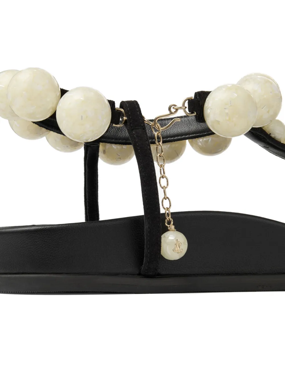Jimmy Choo Miro leren sandalen verfraaid met parels Zwart