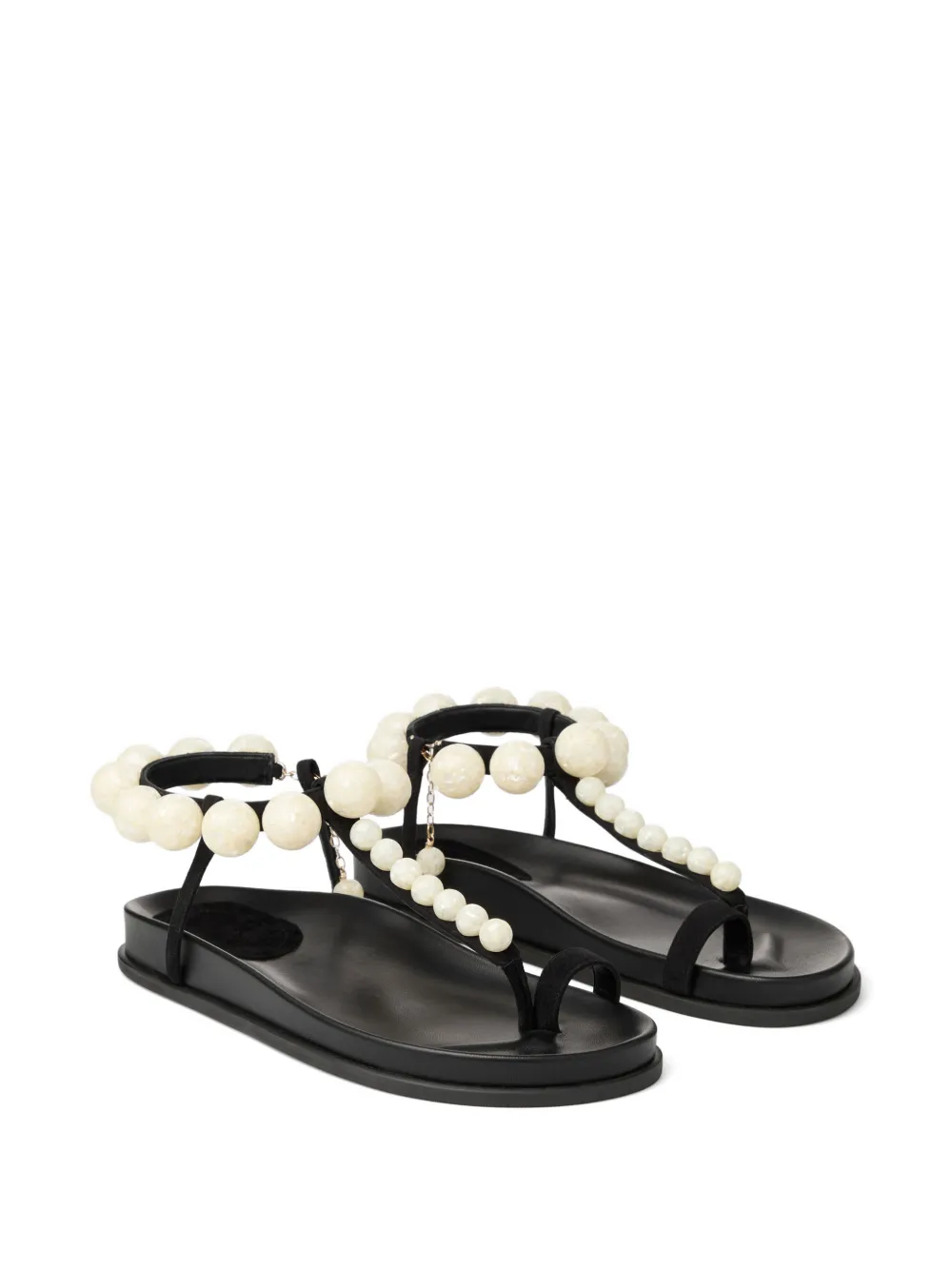 Jimmy Choo Miro leren sandalen verfraaid met parels Zwart