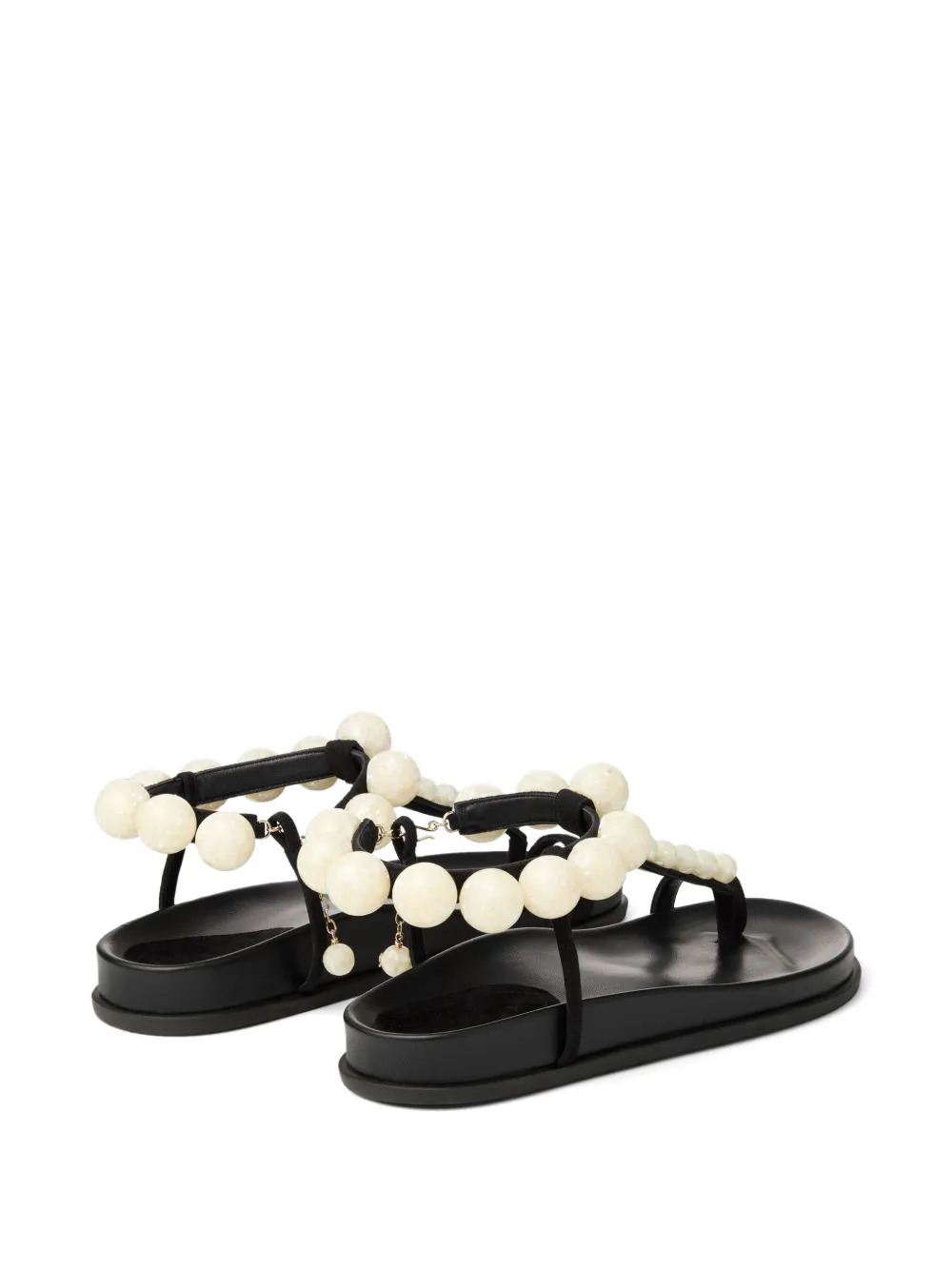 Jimmy Choo Miro leren sandalen verfraaid met parels Zwart