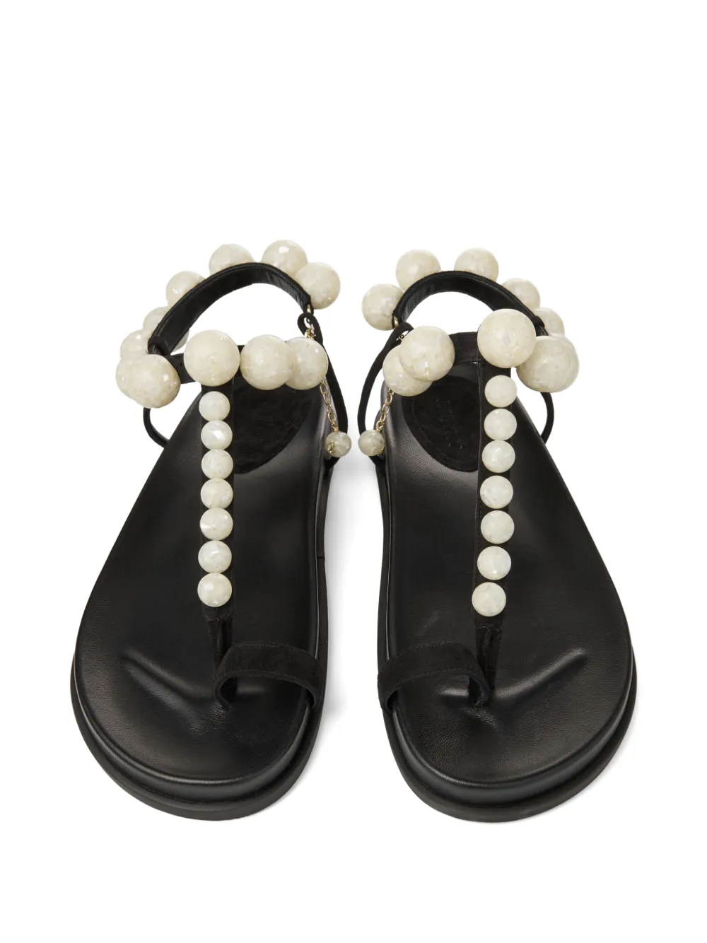 Jimmy Choo Miro leren sandalen verfraaid met parels Zwart