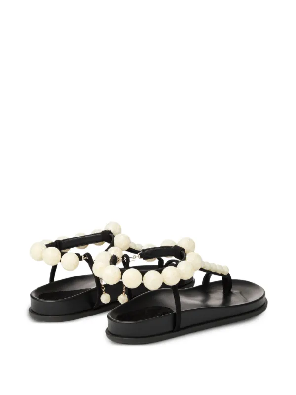 Jimmy Choo Miro パールトリム レザーサンダル | ブラック | FARFETCH JP