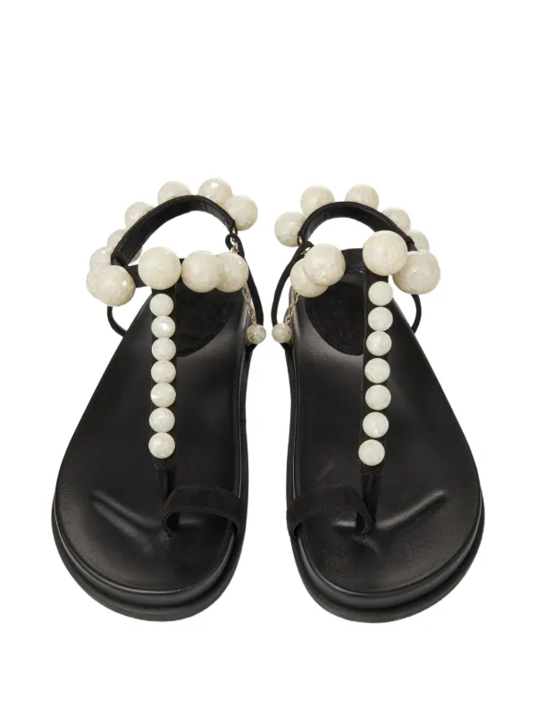 Jimmy Choo Miro パールトリム レザーサンダル | ブラック | FARFETCH JP