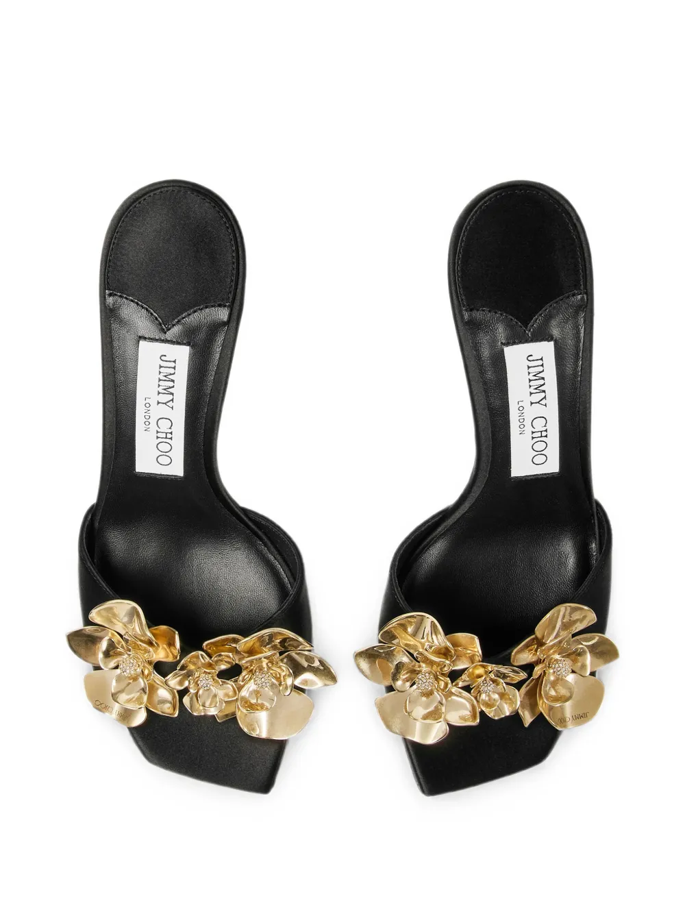 Jimmy Choo Skye 70 zea flower sandals Zwart