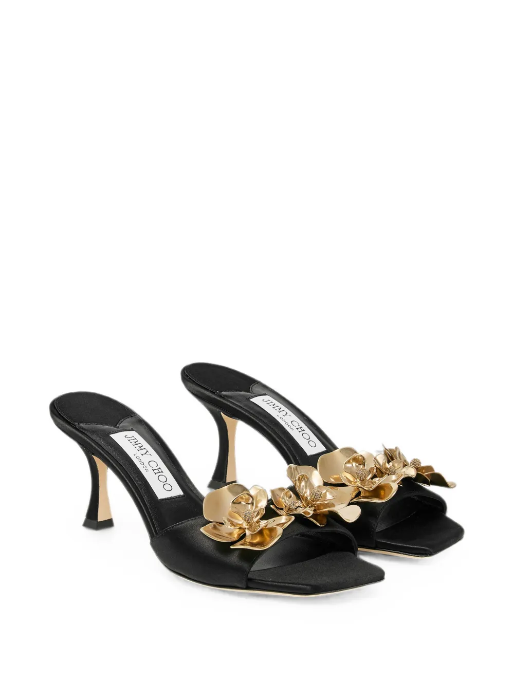Jimmy Choo Skye 70 zea flower sandals Zwart