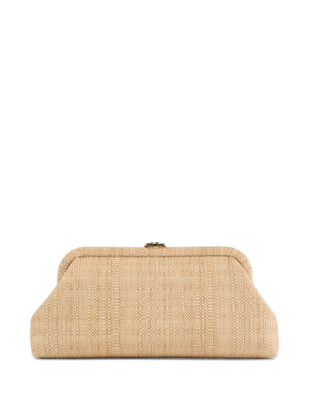 Jimmy Choo Skylar raffia clutch met vierkante JC gesp Beige