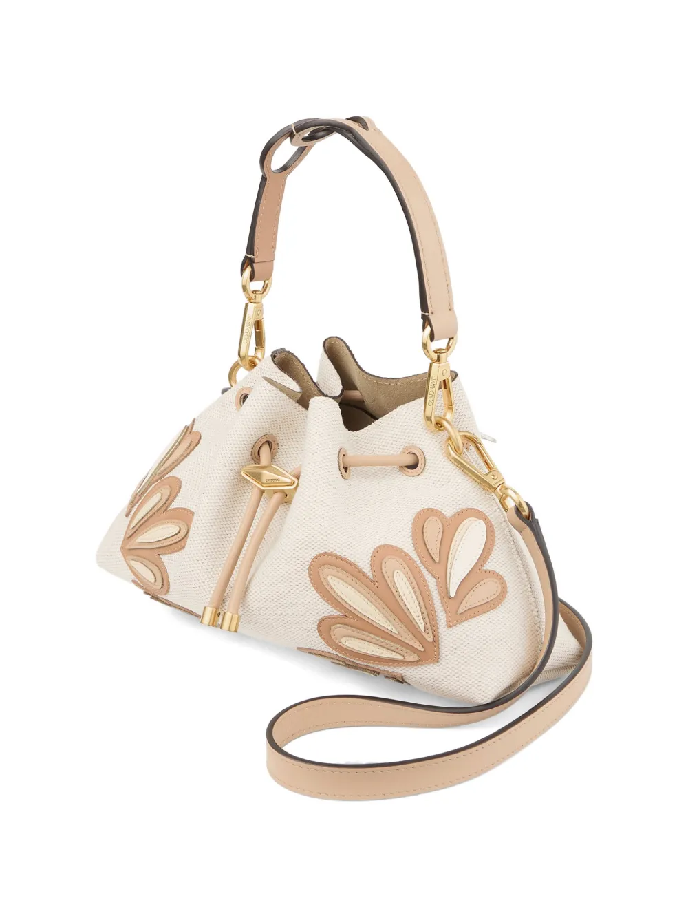 Jimmy Choo Kleine Cinch schoudertas met leren applicatie Wit