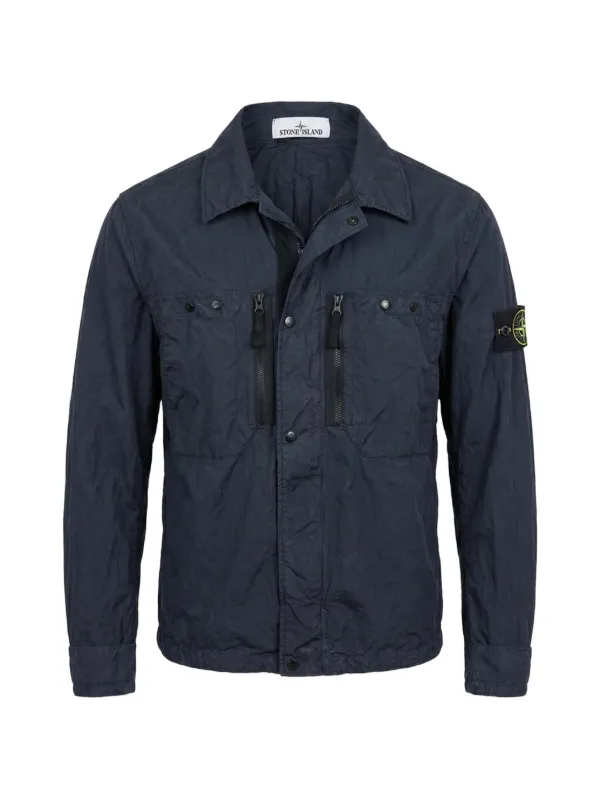 Stone Island zip-up Shirt | Blue | FARFETCH GE